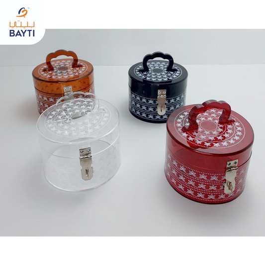 Round box with handle mix color small