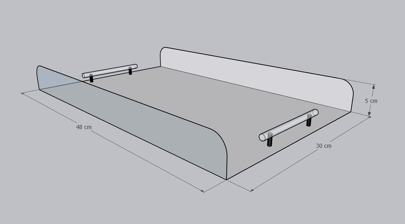 Tray full clear with tube handle