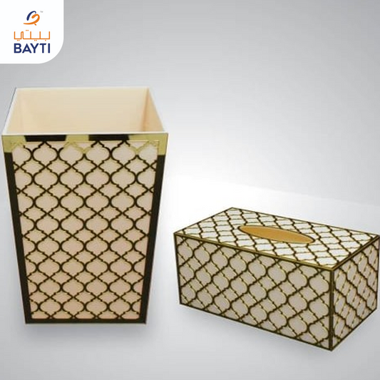 Trash & Tissue box Beige Gold